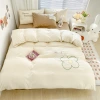 Korean-style fresh and ins style, skin-friendly, frosted and cute, patchwork embroidery craftsmanship, Rich Rabbit color-blocking four-piece bedding set details Picture
